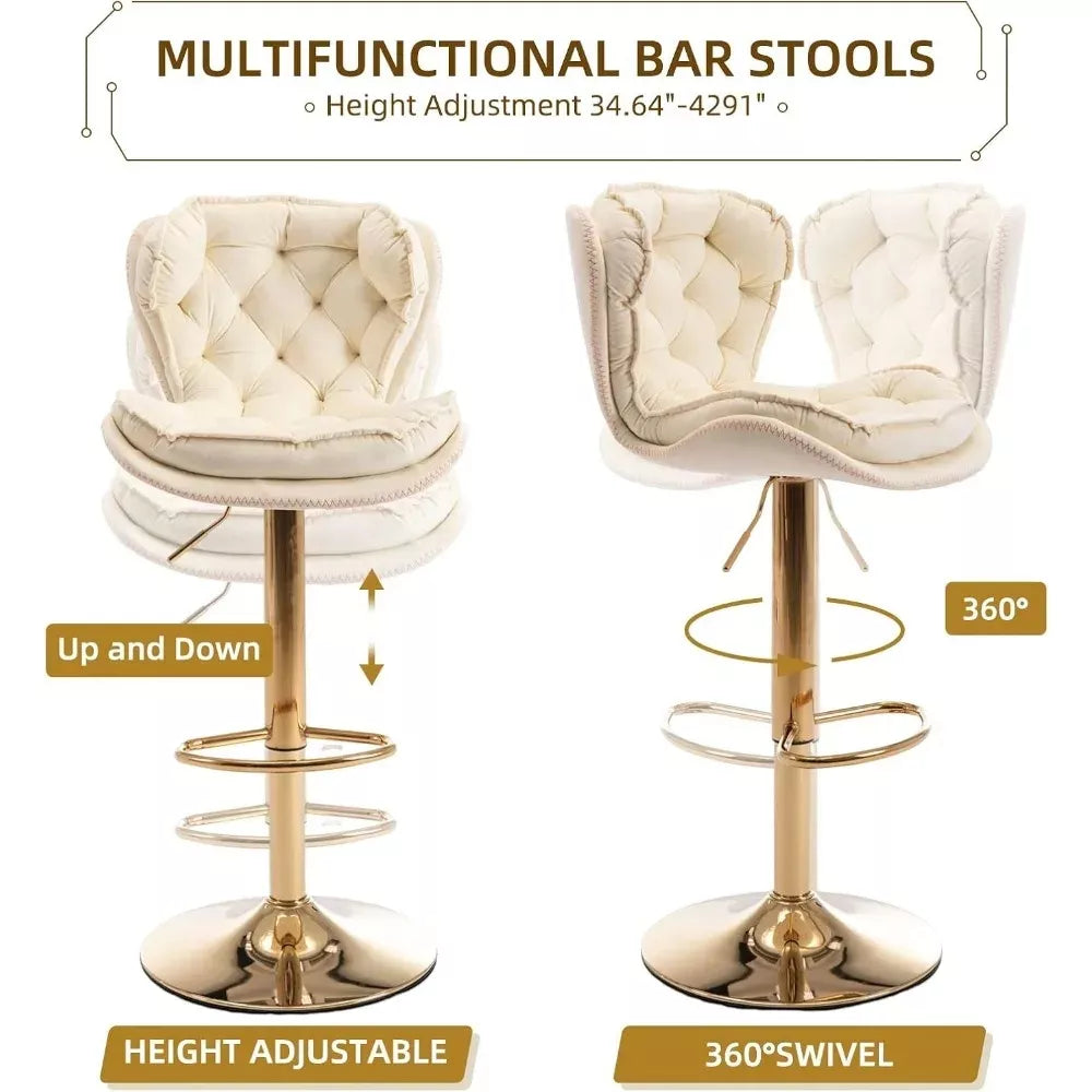 Modern Swivel Velvet Bar Stool with Gold Base - DSARD