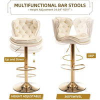 Modern Swivel Velvet Bar Stool with Gold Base - DSARD