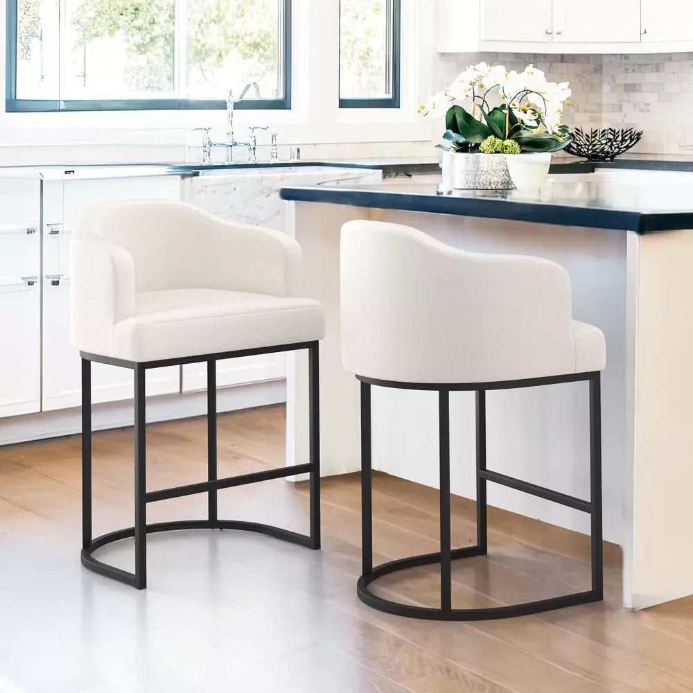 Modern 27″ Counter Height Bar Stools Set of 2 with Curved Backrest and Arms - DSARD