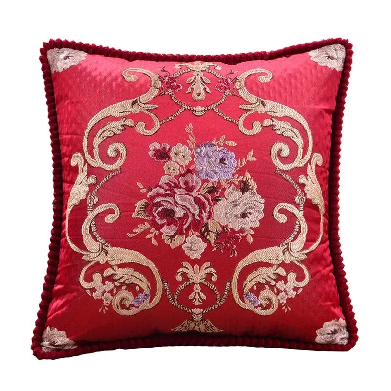 Classic Jacquard Floral Decorative Cushion Cover 18x18in for Sofa & Home - DSARD