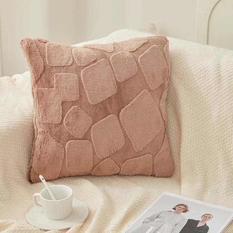 Imitation Rabbit Hair Plush Pillowcase Cushion Cover (18×18 inches)