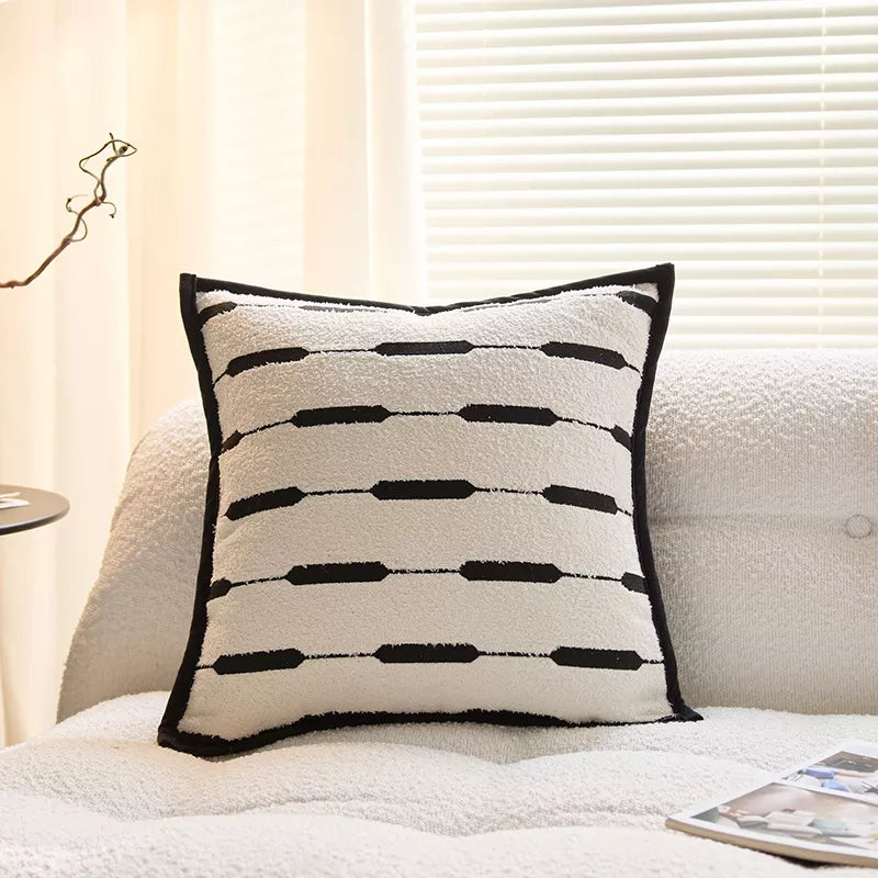 Modern Stripe Knit Throw Pillow Cover – 18x18in Soft Waist Cushion