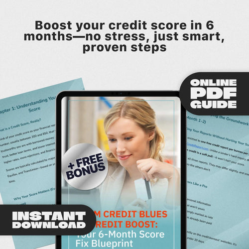 From Credit Blues to Credit Boost: Your 6-Month Score Fix Blueprint | How to Fix My Credit Score in 6 Months | Printable PDF Guide