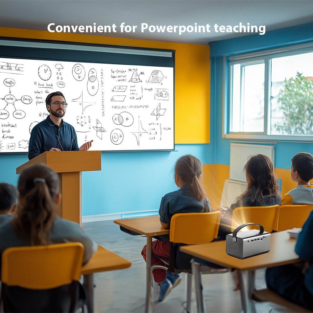 Portable 750 ANSI Projector with Built-in Battery & 3D - 300" Screen