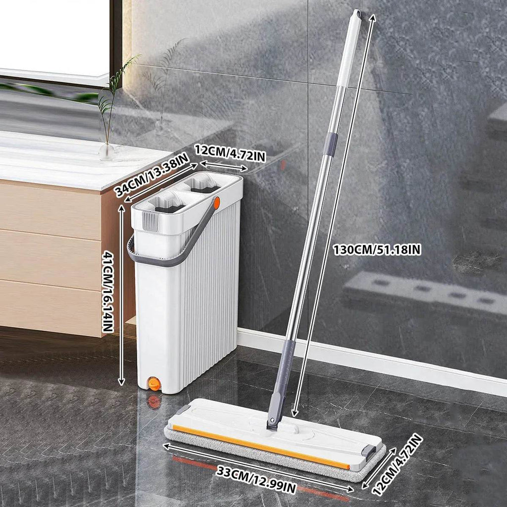 360 Rotating Flat Mop with Washable Microfiber Cloth & Handfree Mop Bucket Set - DSARD