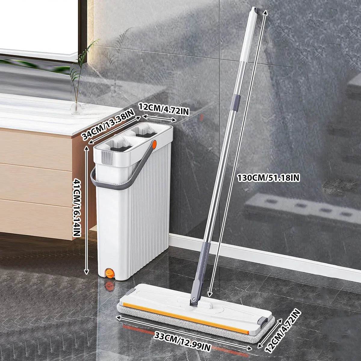 360 Rotating Flat Mop with Washable Microfiber Cloth & Handfree Mop Bucket Set - DSARD