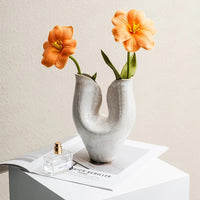 Double Mouth Ceramic Vase Nordic Retro Tabletop Decoration - DSARD
