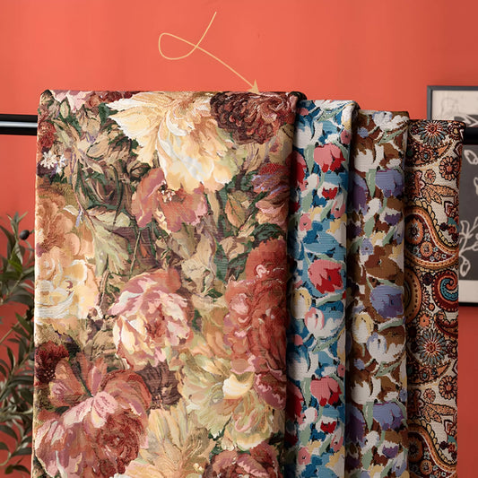 150x100cm Floral Jacquard Polyester-Cotton Fabric – DIY Craft Essential