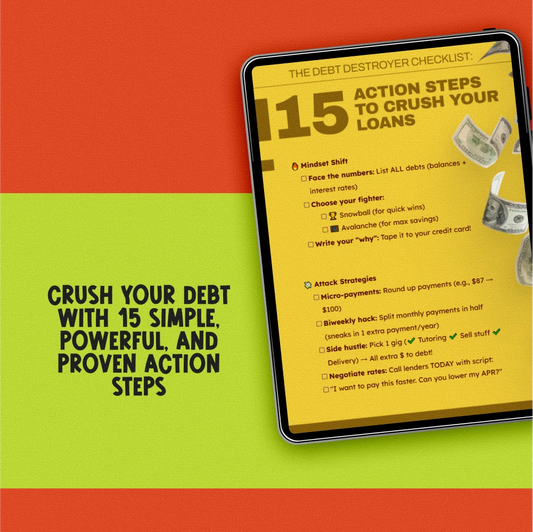 The Debt Destroyer Checklist: 15 Action Steps to Crush Your Loans | Pay Off Loans Fast | Printable Debt Payoff Tracker PDF