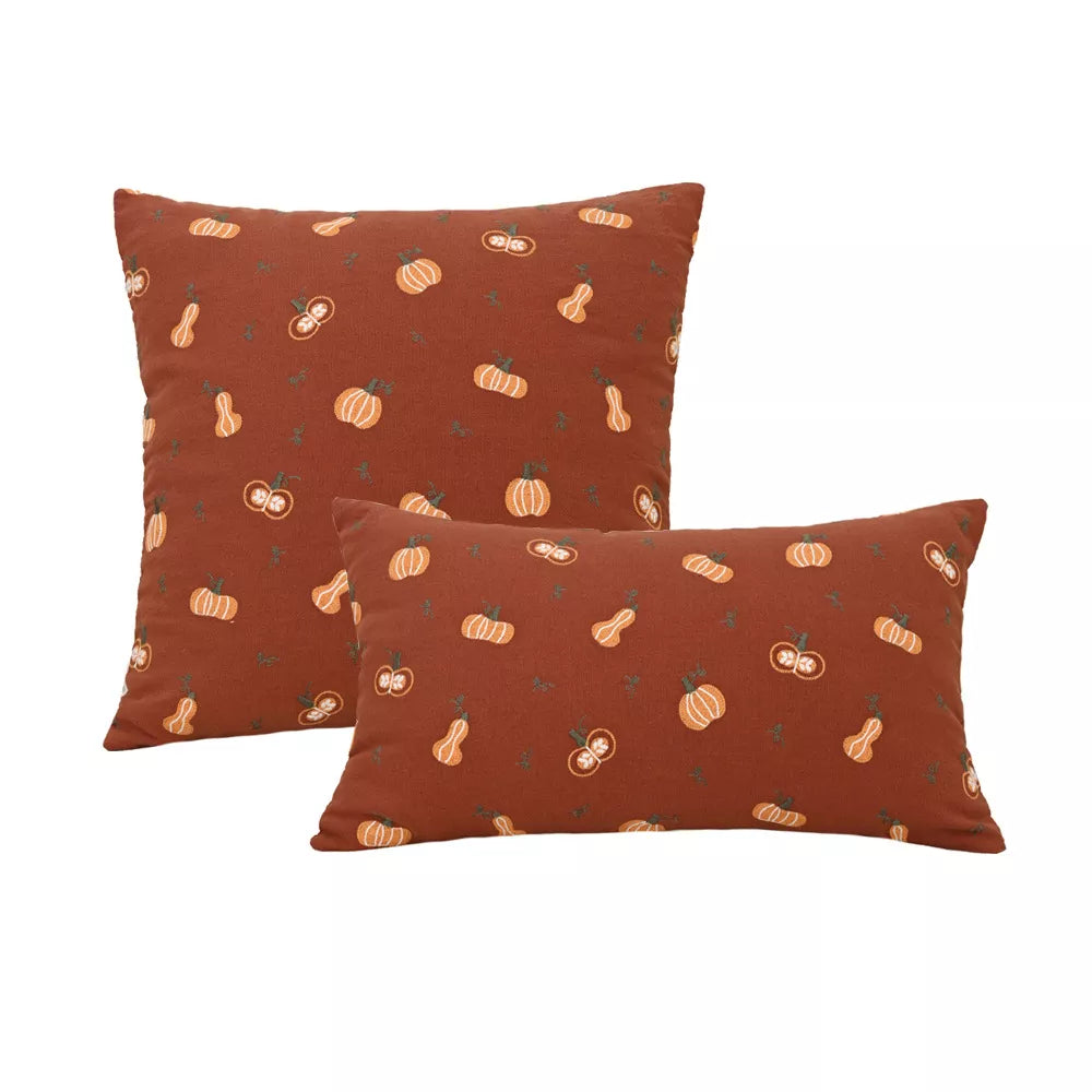 Embroidered Pumpkin Pillowcase – Festive Autumn Decor
