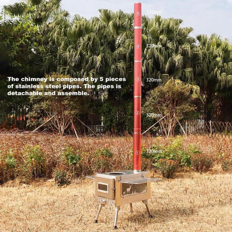 DSARD Portable Stainless Steel Fire Wood Stove for Camping, Cooking, and Heating - DSARD
