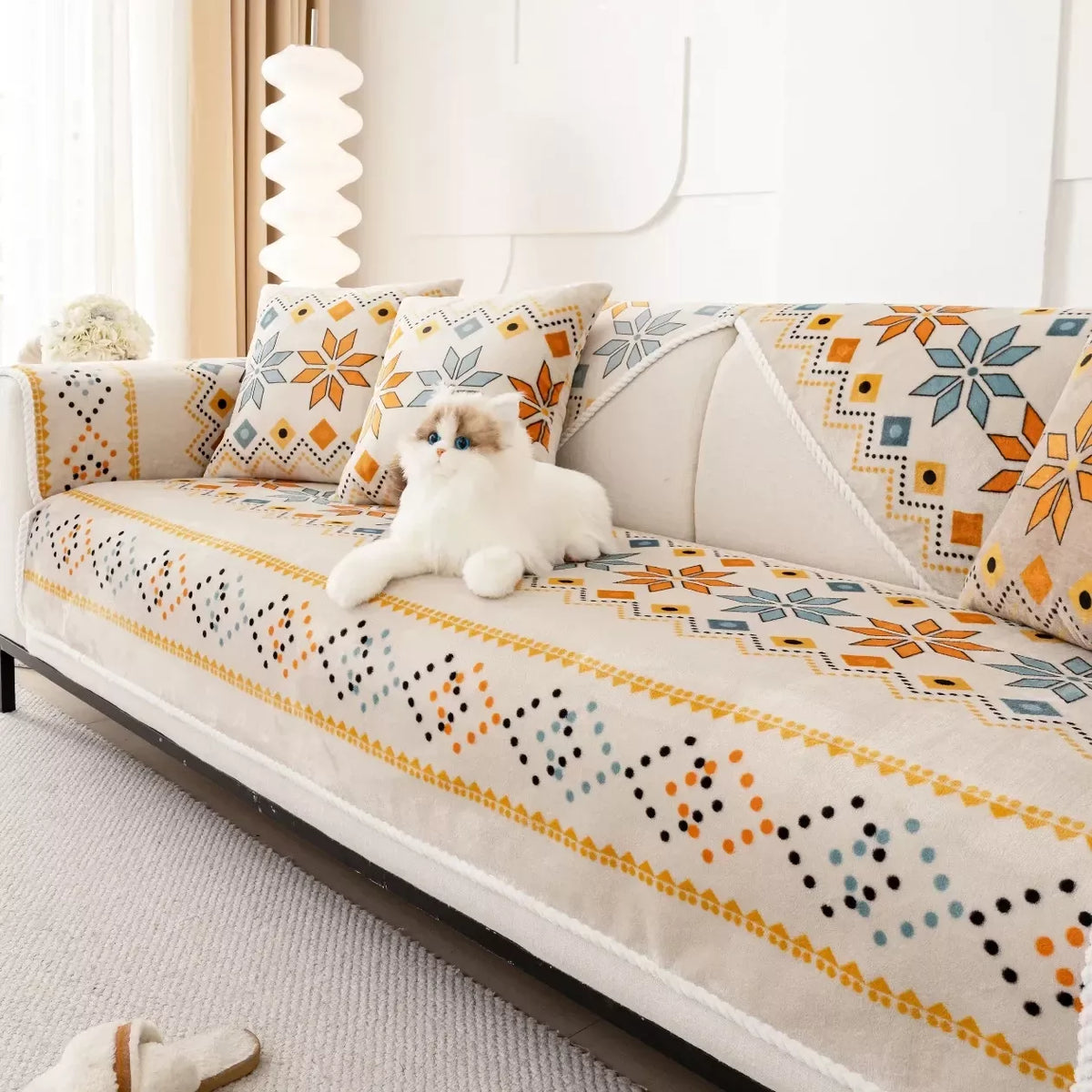 Nordic Flannel Sofa Covers – Anti-Slip Bohemian Plush Cushion Protector