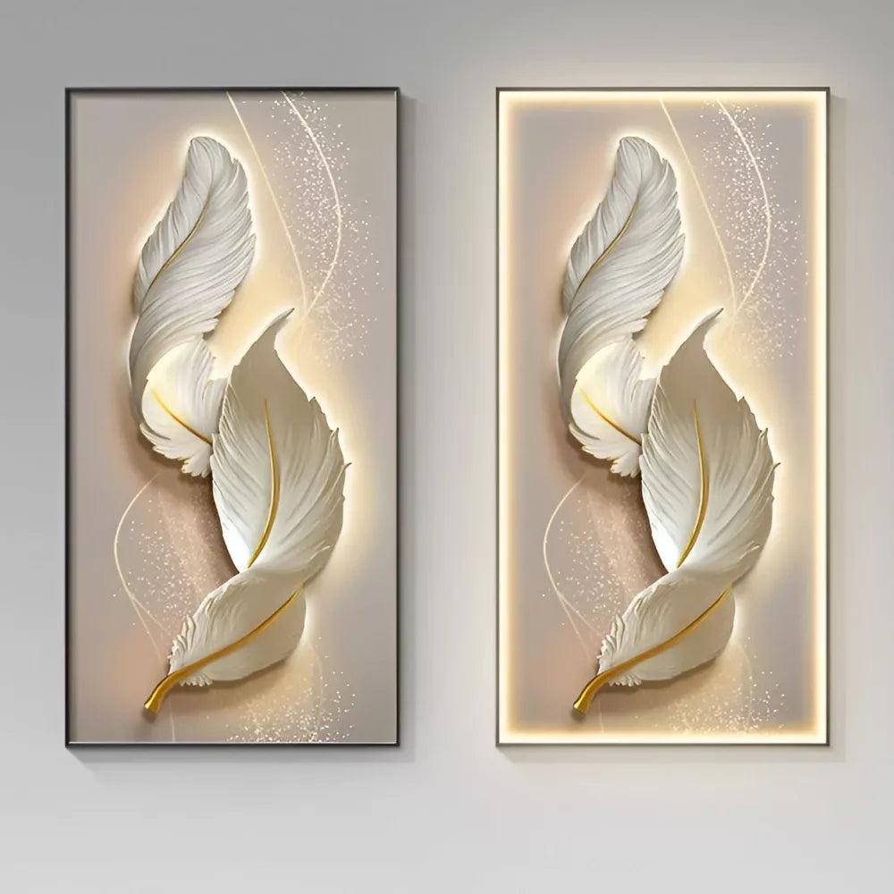 Modern LED Feather Wall Art Lamp – Creative Light & Decor in One