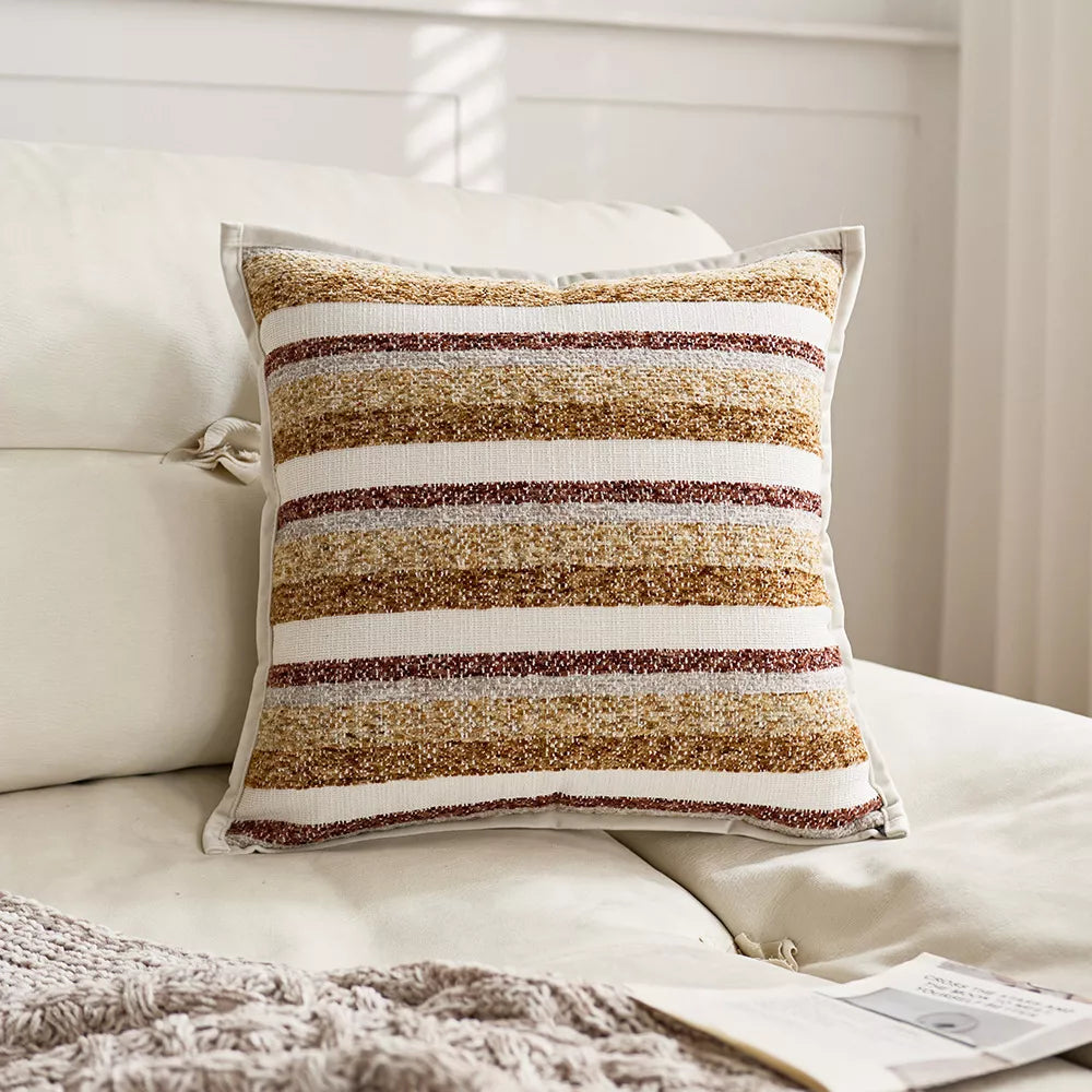 Three-Dimensional Striped Jacquard Decorative Pillow Cover 18×18 Inch