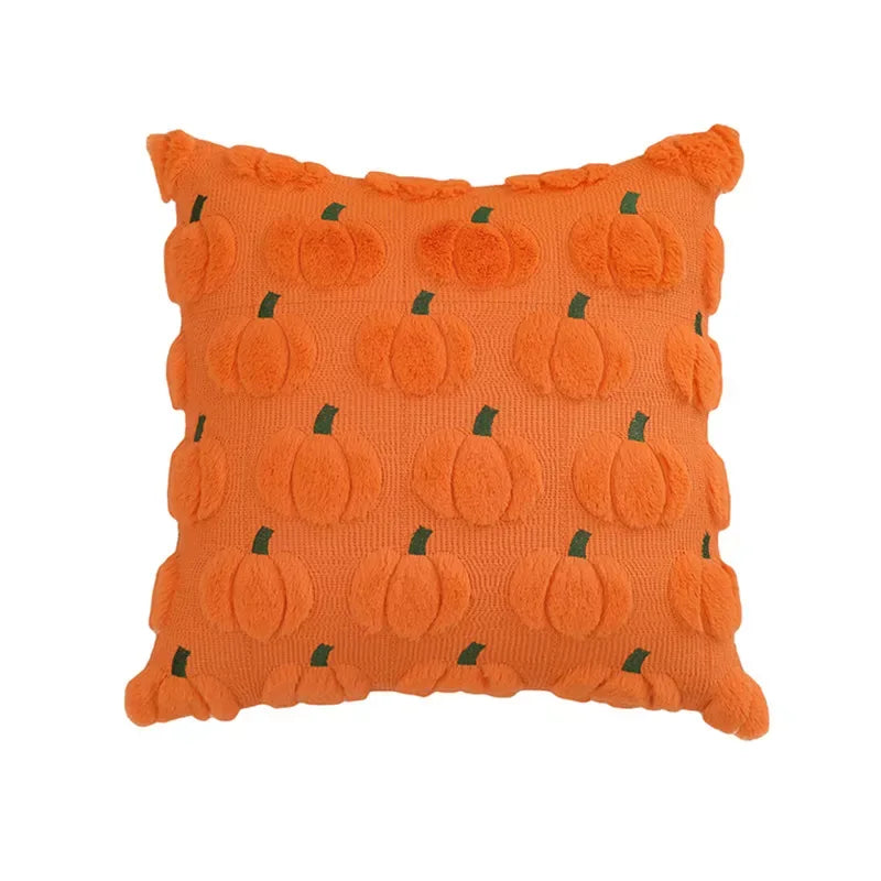 Autumn Pumpkin Orange Quilted Throw Pillow Cover 18×18 Inch – Cozy Fall Decor - DSARD
