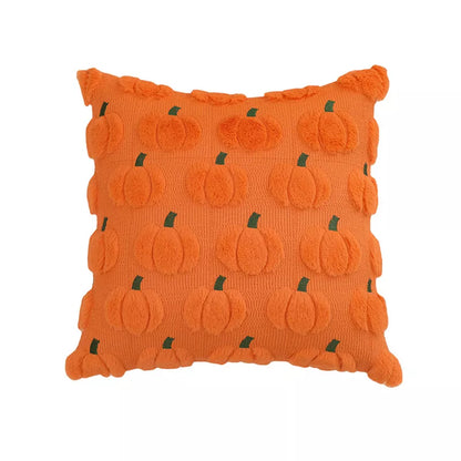 Autumn Pumpkin Orange Quilted Throw Pillow Cover 18×18 Inch – Cozy Fall Decor