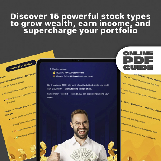 Millionaire Moves: 15 Stock Types That Can Turn Your Portfolio Into Gold – Guide to the 15 Best Types of Stocks to Invest Money in and Become a Millionaire | Digital Download PDF