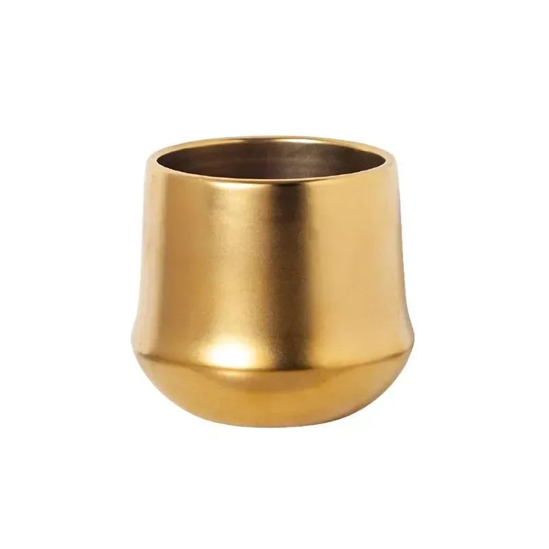 Electroplated Golden Ceramic Flower Pot - DSARD