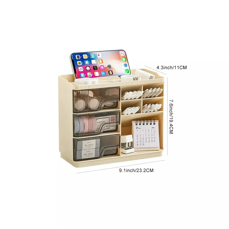 Multi-Layer Desktop Storage Organizer - Large Capacity Drawer Box for Office & Vanity
