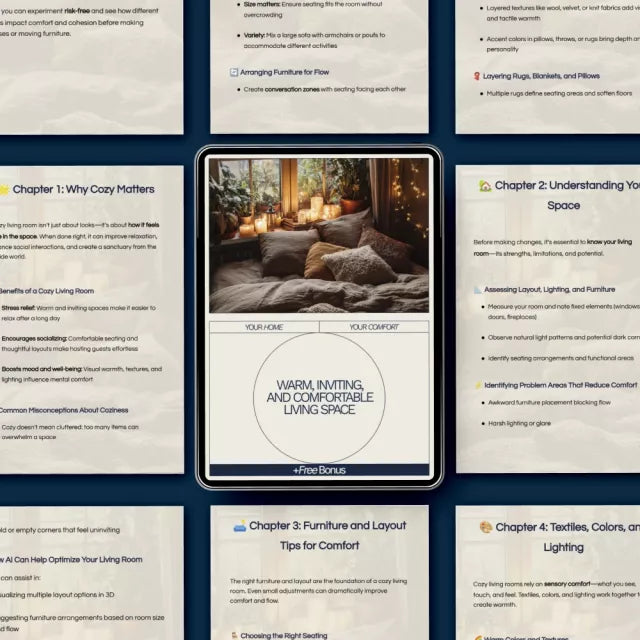 Warm, Inviting, and Comfortable Living Space | Cozy Living Room eBook Guide on how to make living room more cozy