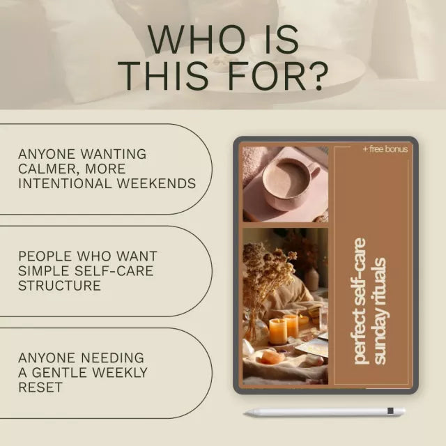 Perfect Self-Care Sunday Rituals Checklist | Cozy Self Care Routine, Sunday Reset, Mental Wellness Planner, Digital Download