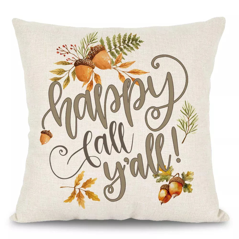Fall Thanksgiving Maple Squirrel & Bird Pillow Cover – Autumn Harvest Decor