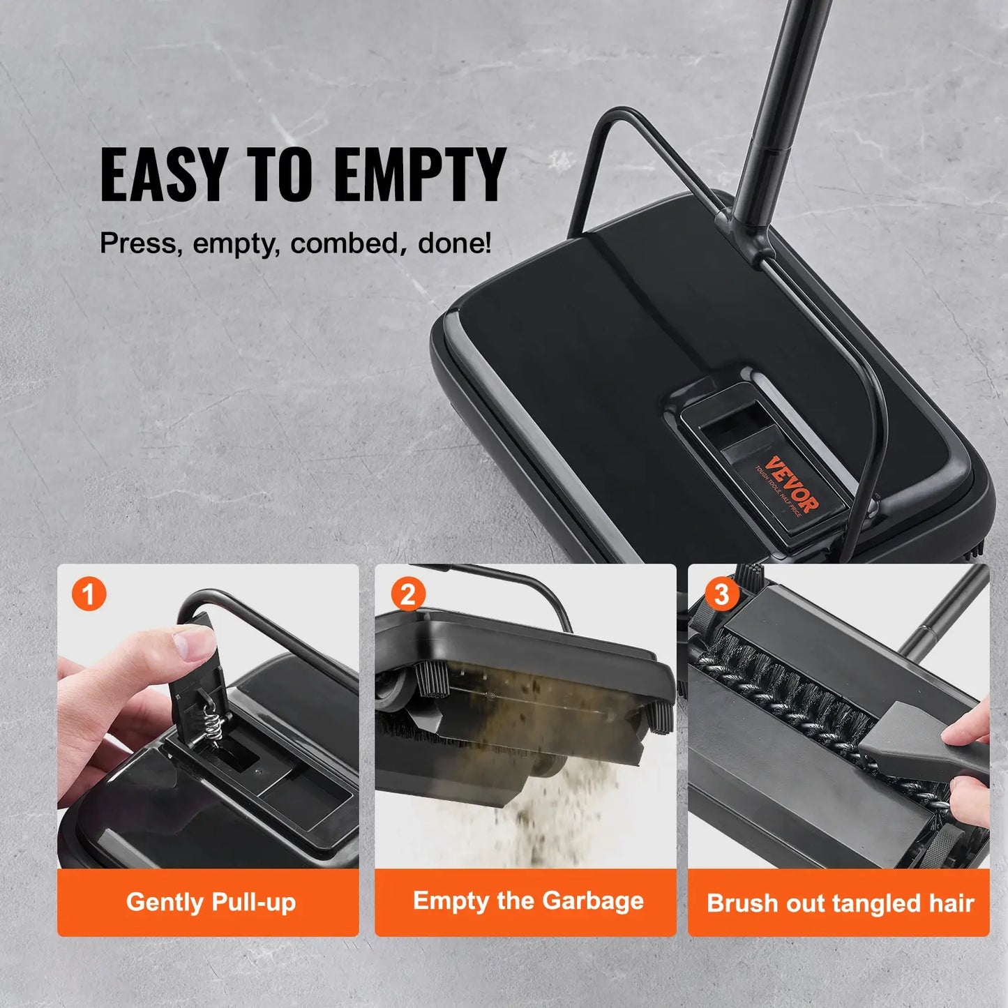 Manual Carpet Sweeper for Home and Office – 7.87 in Sweeping Path, 300ml Dustbin, Easy Emptying