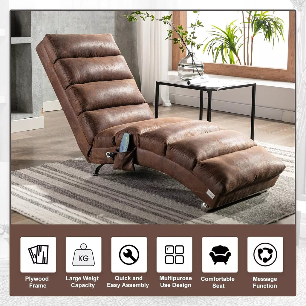 Modern Ergonomic Chaise Lounge with Massage & Recliner Function for Indoors - DSARD