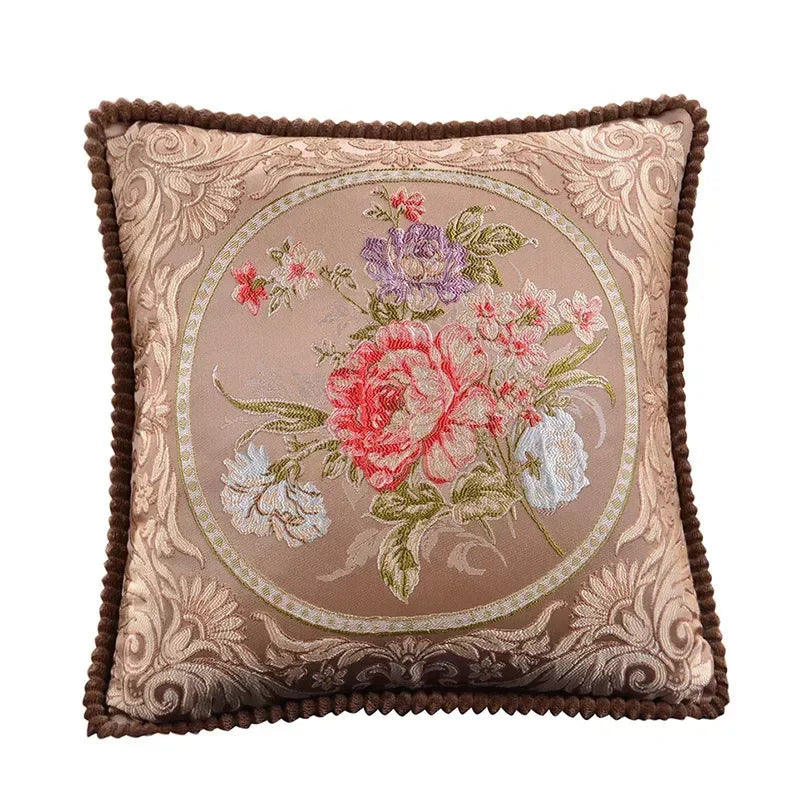 Classic Jacquard Floral Decorative Cushion Cover 18x18in for Sofa & Home - DSARD