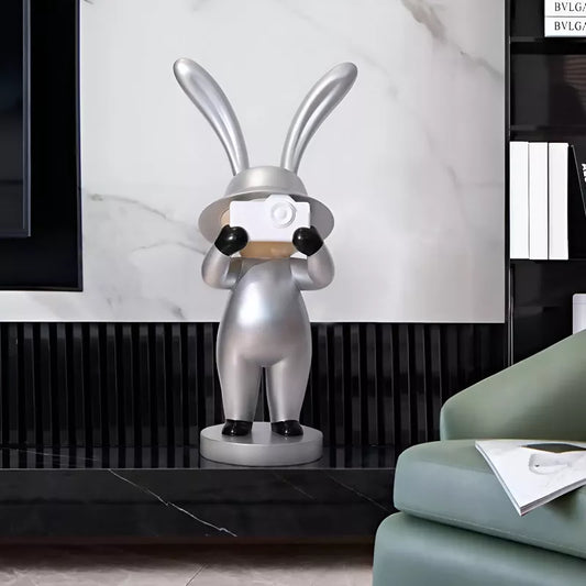 Camera Rabbit Floor Sculpture