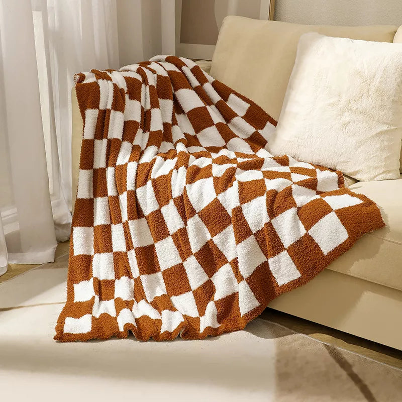 Checkerboard Plush Throw Blanket