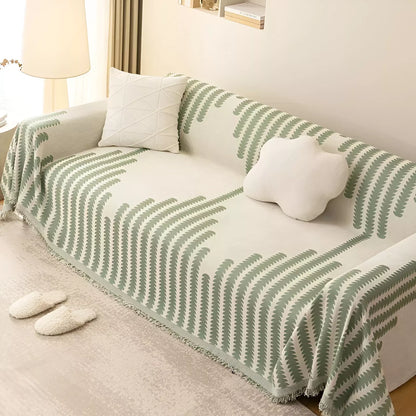 Thick Chenille Stripe Sofa Blanket – Soft, Breathable, Non-Slip Throw for Home & Office