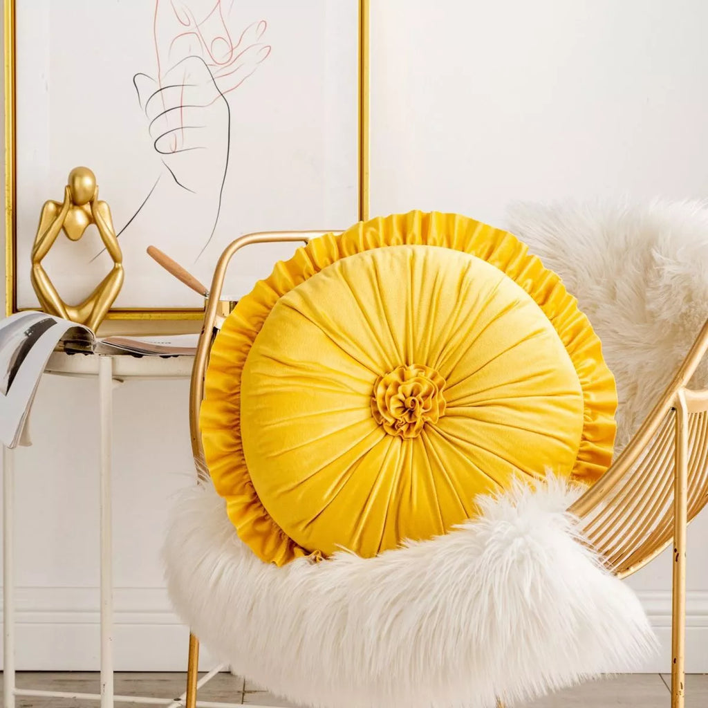 Lotus Leaf Lace Round Pillow