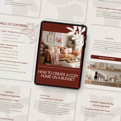 How to Create a Cozy Home on a Budget – Affordable Home Decor eBook | Budget Interior Design Guide | Cozy Living Checklist & DIY Styling Planner