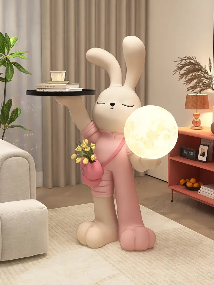 Nordic Rabbit Statue with Tray