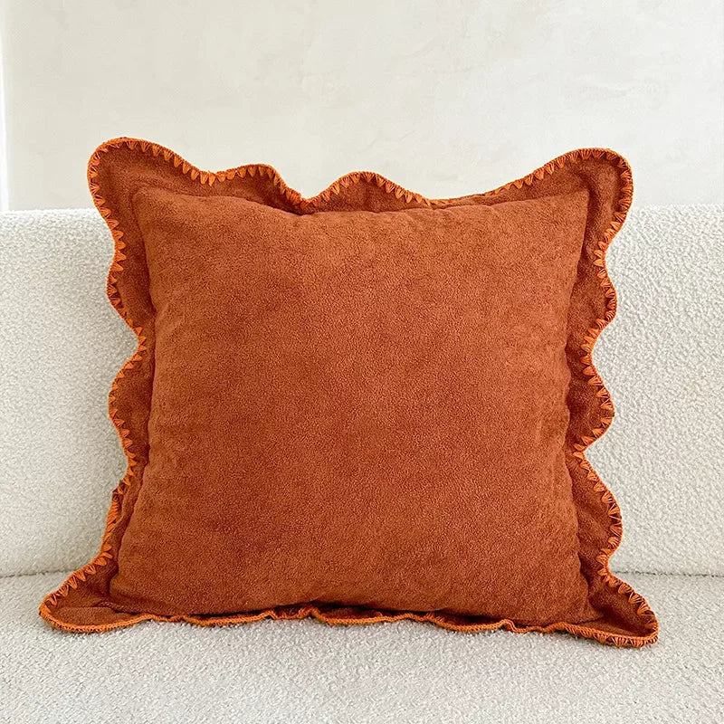 Cozy Scalloped Solid Pillow Cover – Stylish Home Decor - DSARD