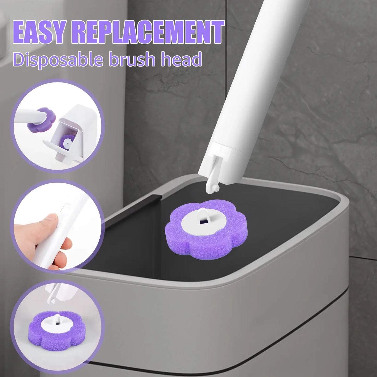 Disposable Toilet Bowl Cleaning Wand Kit – Practical Toilet Brush with Replaceable Heads