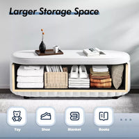 46-Inch Upholstered Storage Ottoman Bench with Safety Hinge – Large End of Bed Storage - DSARD