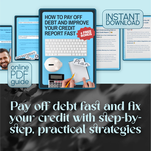 How to Pay Off Debt and Improve Your Credit Report Fast | Guide to Fixing Debt on Credit Report | Digital Download PDF