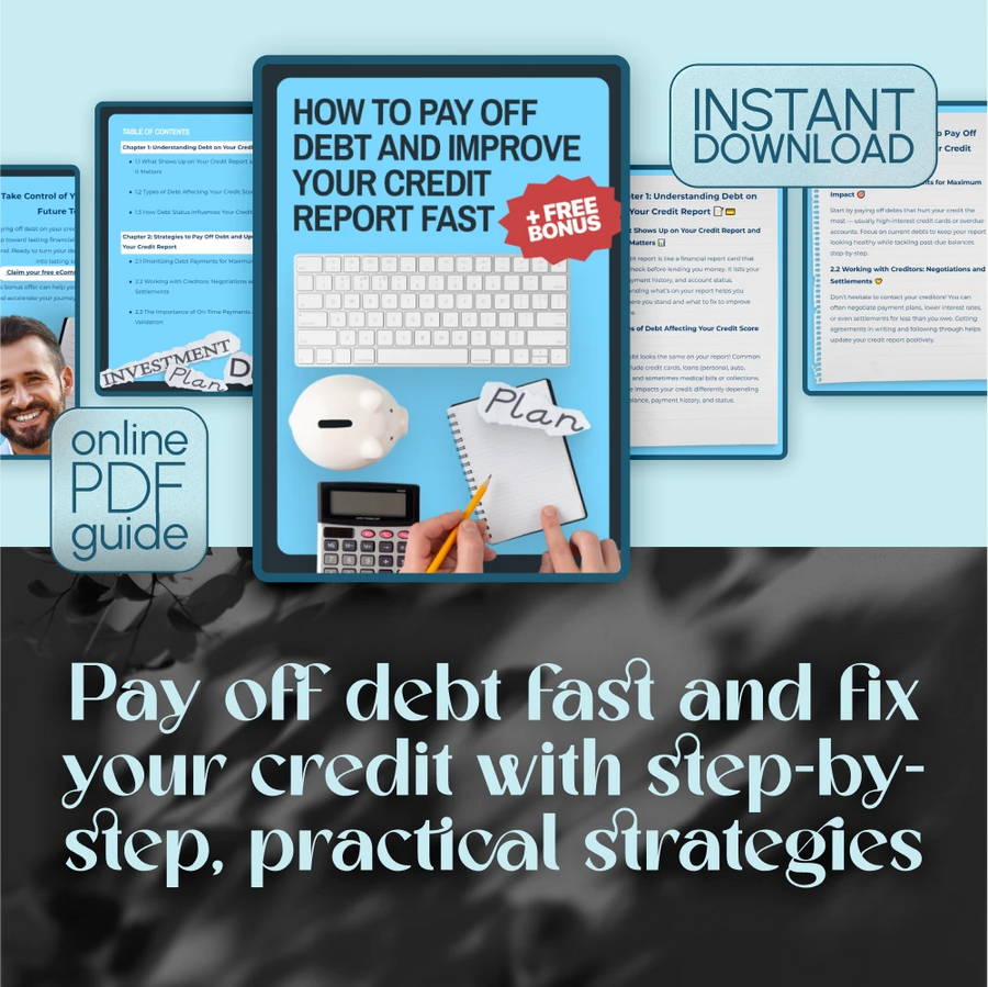 How to Pay Off Debt and Improve Your Credit Report Fast | Guide to Fixing Debt on Credit Report | Digital Download PDF