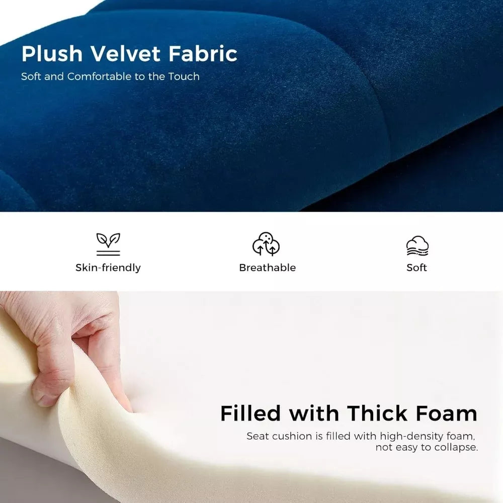 Velvet Flip-Top Storage Ottoman Bench with Nailhead Trim for Bedroom or Entryway - DSARD