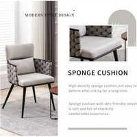 Mid-Century Velvet Woven Dining Chairs Set of 2 – Modern Upholstered Kitchen Seats - DSARD