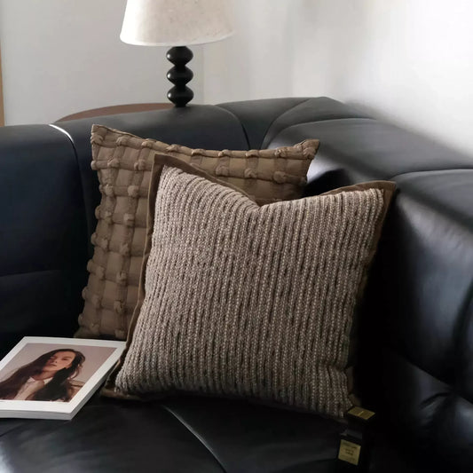 Geometric Brown Coffee Cushion Cover Decorative Pillow Case for Sofa