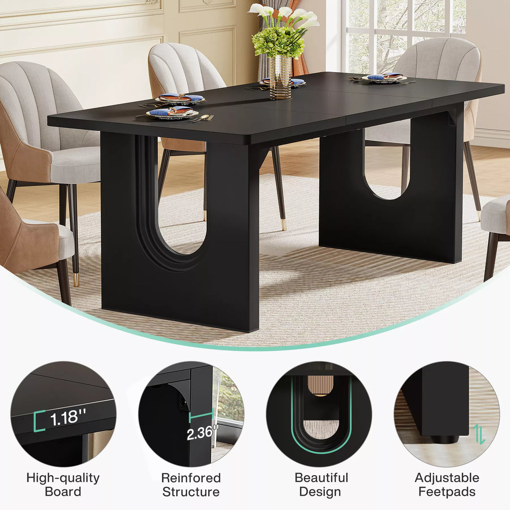 Modern Rectangular Dining Table for 6-8, 71″ Large Wood Kitchen Table - DSARD