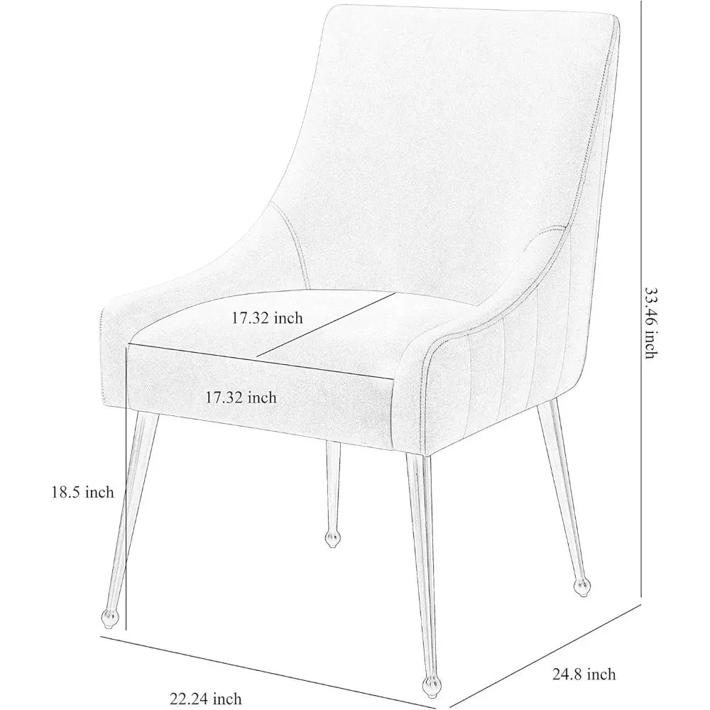 Modern Velvet Dining Chair with Brushed Gold Legs & Stainless Steel Handle - DSARD