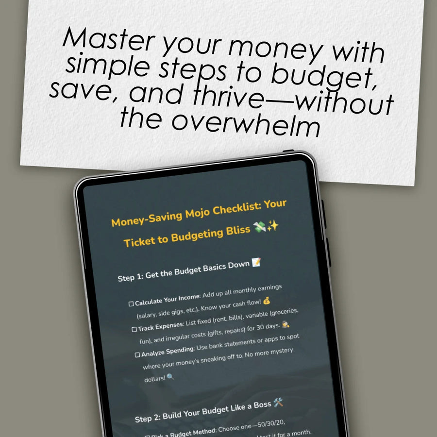 Money-Saving Mojo Checklist: Your Ticket to Budgeting Bliss | How to Live on a Budget and Save Money | Budget Guide Digital Download