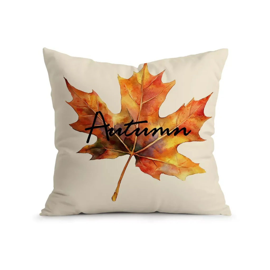 Autumn Maple Leaves Watercolor Cushion Cover – Thanksgiving Home Decor - DSARD
