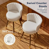 Swivel Bar Stools Set of 2, Counter Height Leather Swivel Pub Stools - DSARD