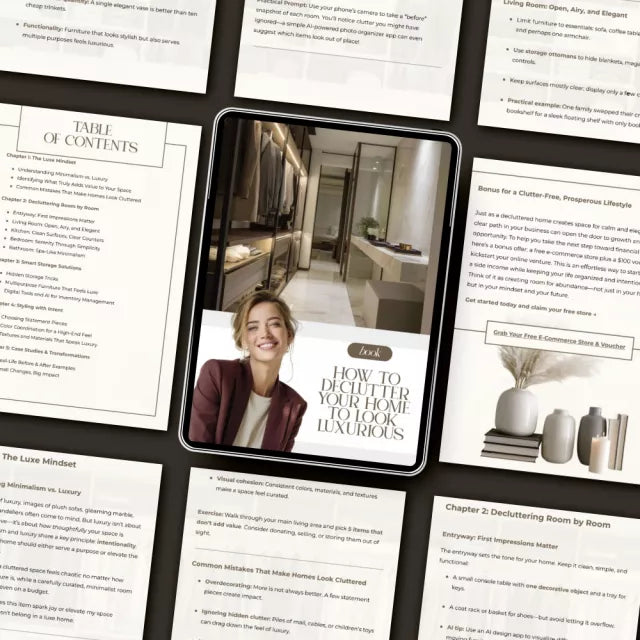 How to Declutter Your Home to Look Luxurious | Modern Minimalist eBook Guide for Creating an Expensive-Looking Space