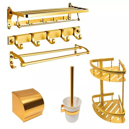 Gold Space Aluminum Bathroom Accessories Set with Towel Bar & Shelf
